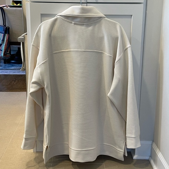 Zella Cream Ribbed Long-Sleeve Sweatshirt Size XL - Picture 2 of 7
